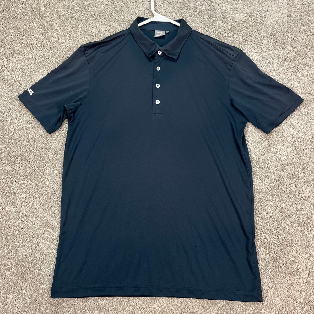 PING‎ Polo Shirt Mens Large Black Golf Sensorcool Short Sleeve Performance